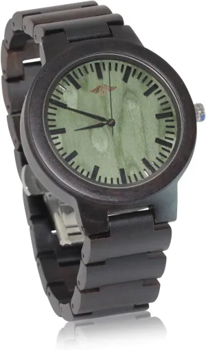 Sandalwood amid disrepute lithospheric Dial Ebony Men??s Watch with Green 