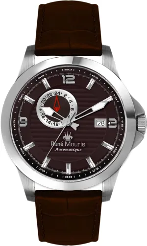 Sapphire Coated Mineral Crystal burrow mortise - 100M Waterproof Wrist Watches with Leather Strap. Ren�� Mouris Cygnus Automatic Watches for Men - 44MM 316L Stainless Steel Watch - 
