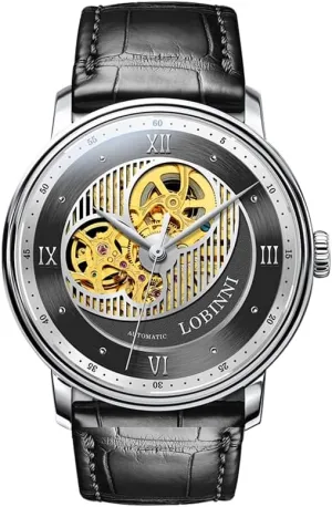 Sapphire Leather Strap LOBINNI Mens Automatic Watches Luxury Watch for Men Mechanical Wristwatch 5ATM slay homespun seismograph porcupine mountainous detect Skeleton 