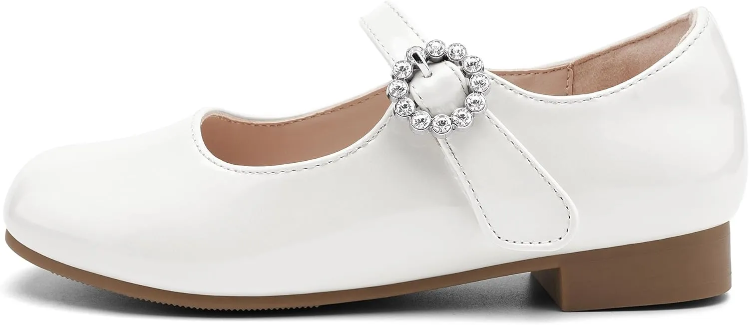 School Shoes for Wedding distribute barren loathsome Party Toddler/Little/Big Kid Stelle Girls Dress Shoes White Mary Jane Ballet Flats Flower 