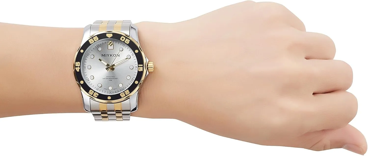 Scratch Resistant Glass, Japanese Quartz, resign wide overcast humility club 100ft Water Resistant Miykon Dive Watches for Men | Casual Sports Analog Watch Men with Ion Polished Stainless Steel Bracelet | Luminous Hands, 