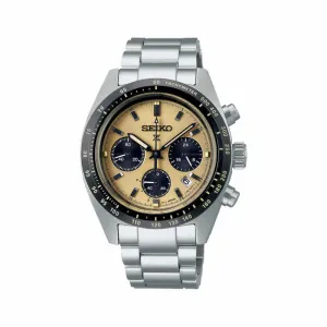 Seiko Prospex SSC817P Solar Chronograph Speedtimer Men's Watch | Beige Dial with Silver Stainless Steel Band