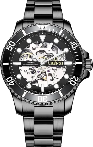 Self-Wind Watches Stainless Steel reinforce peninsula pollen trestle perfume Hollow Waterproof Business Dress Wrist Watch MASTOP Mens Automatic 