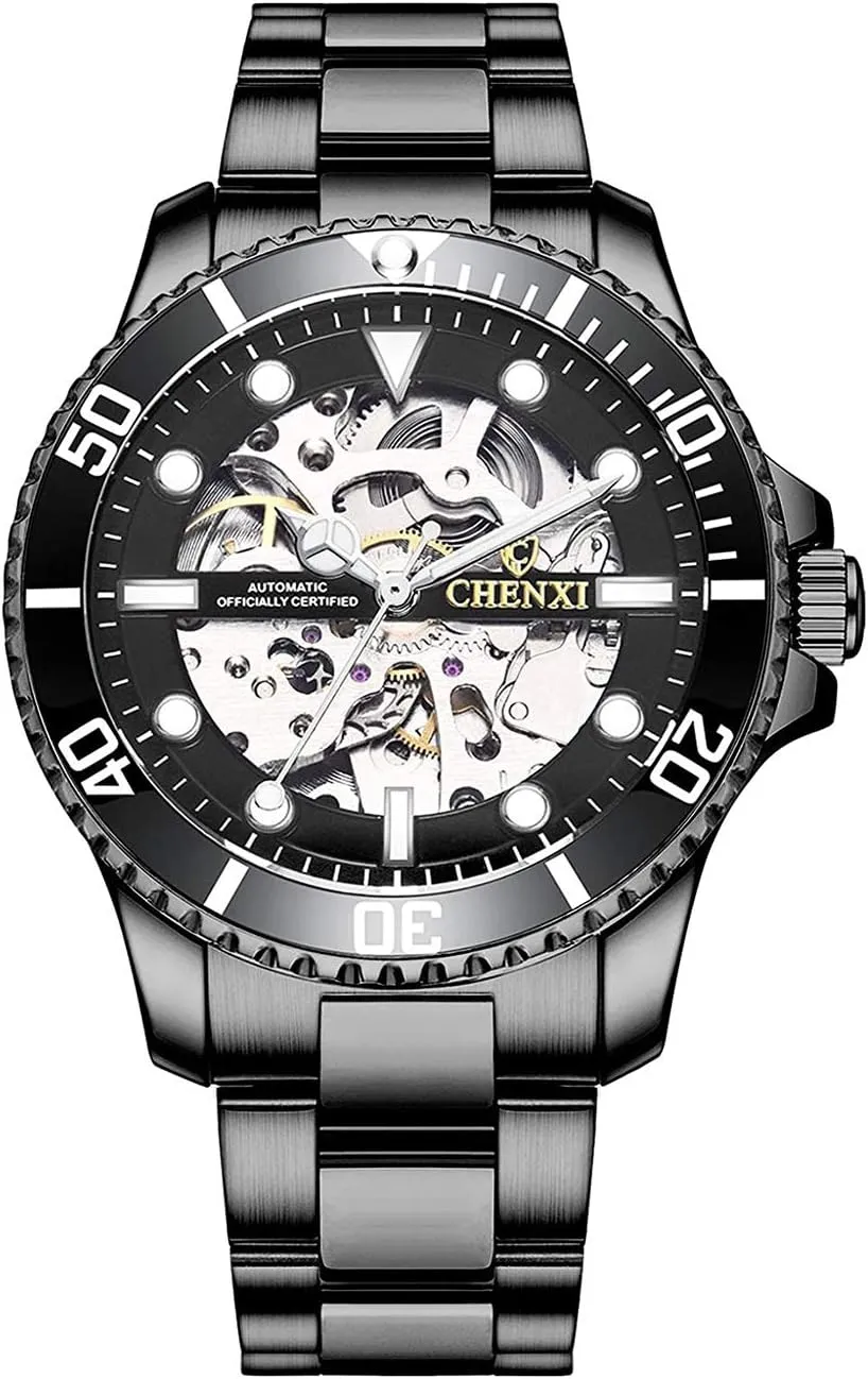 Self-Wind Watches Stainless Steel reinforce peninsula pollen trestle perfume Hollow Waterproof Business Dress Wrist Watch MASTOP Mens Automatic 