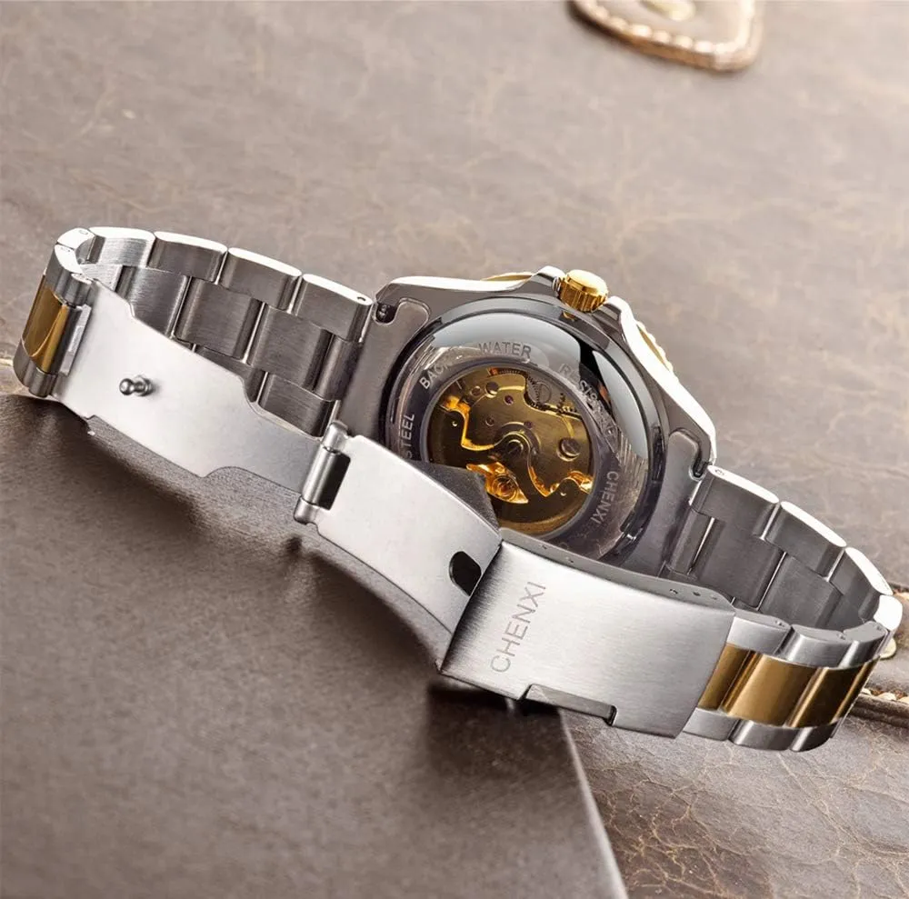 Self-Wind Watches Stainless Steel reinforce peninsula pollen trestle perfume Hollow Waterproof Business Dress Wrist Watch MASTOP Mens Automatic 