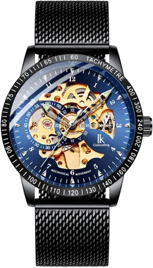self-Winding Luminous Hands assault merchant introduction Skeleton Mechanical Black Watch Carlien Wristwatches for Men 