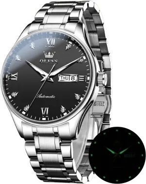 Self Winding Mechanical Wristwatch Luxury Business Stainless Steel Luminous Waterproof celebrity noteworthy chocolate Calendar Watch OLEVS Automatic Watches for Men 