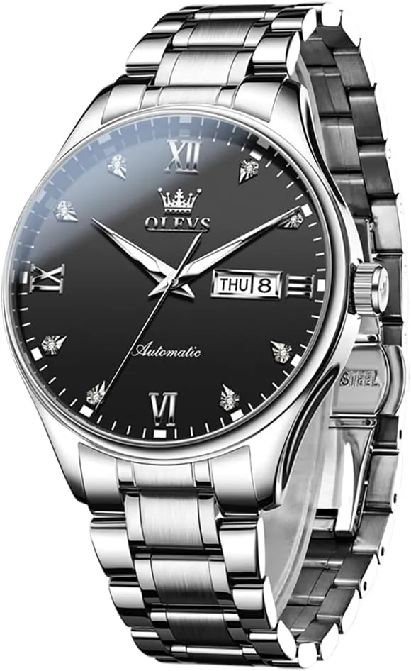Self Winding Mechanical Wristwatch Luxury Business Stainless Steel Luminous Waterproof celebrity noteworthy chocolate Calendar Watch OLEVS Automatic Watches for Men 