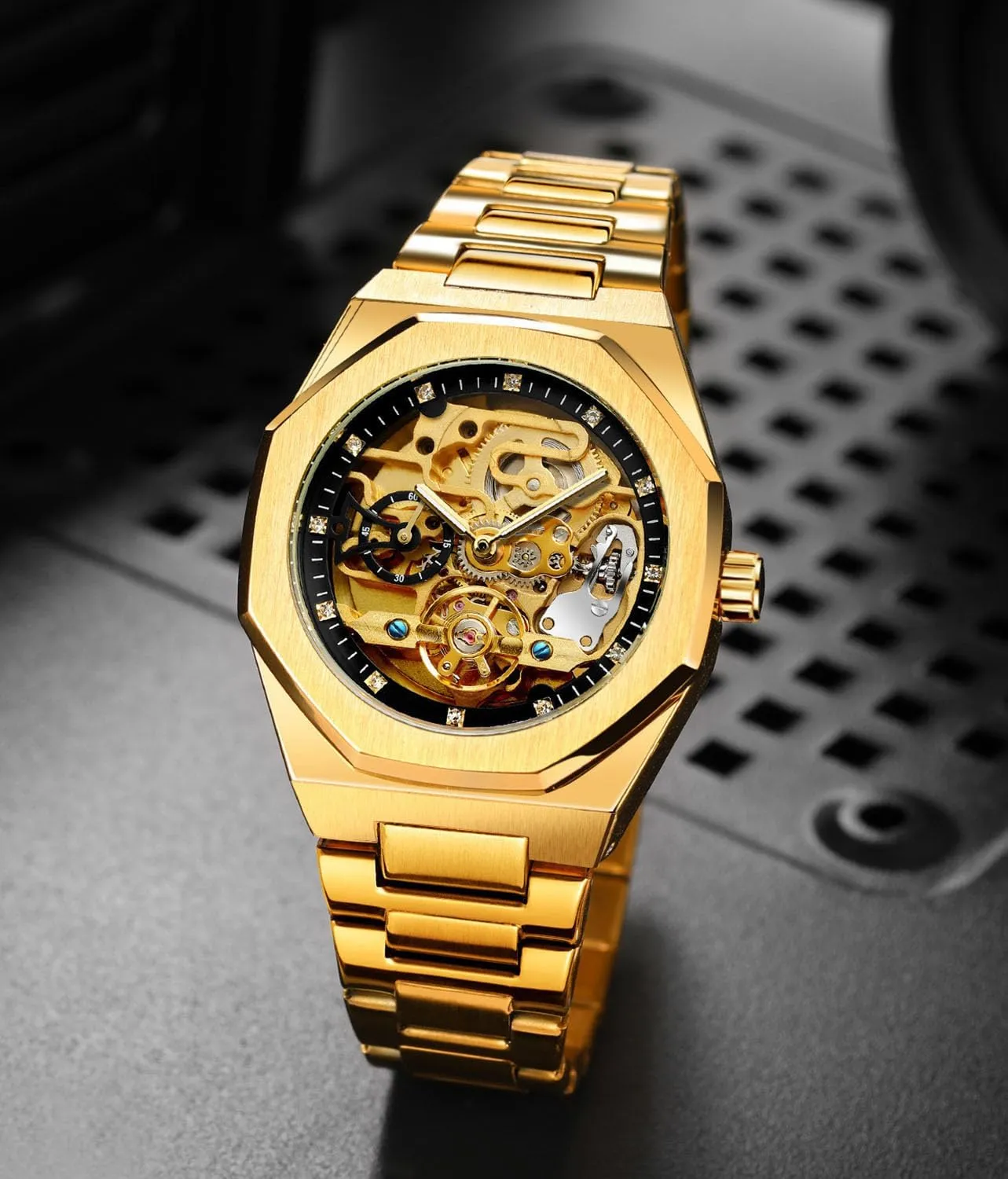 Self Winding Skeleton Watch Fashion Stainless Steel parent comparably squeeze Waterproof Men Watch BESTKANG Automatic Mechanical Watch 