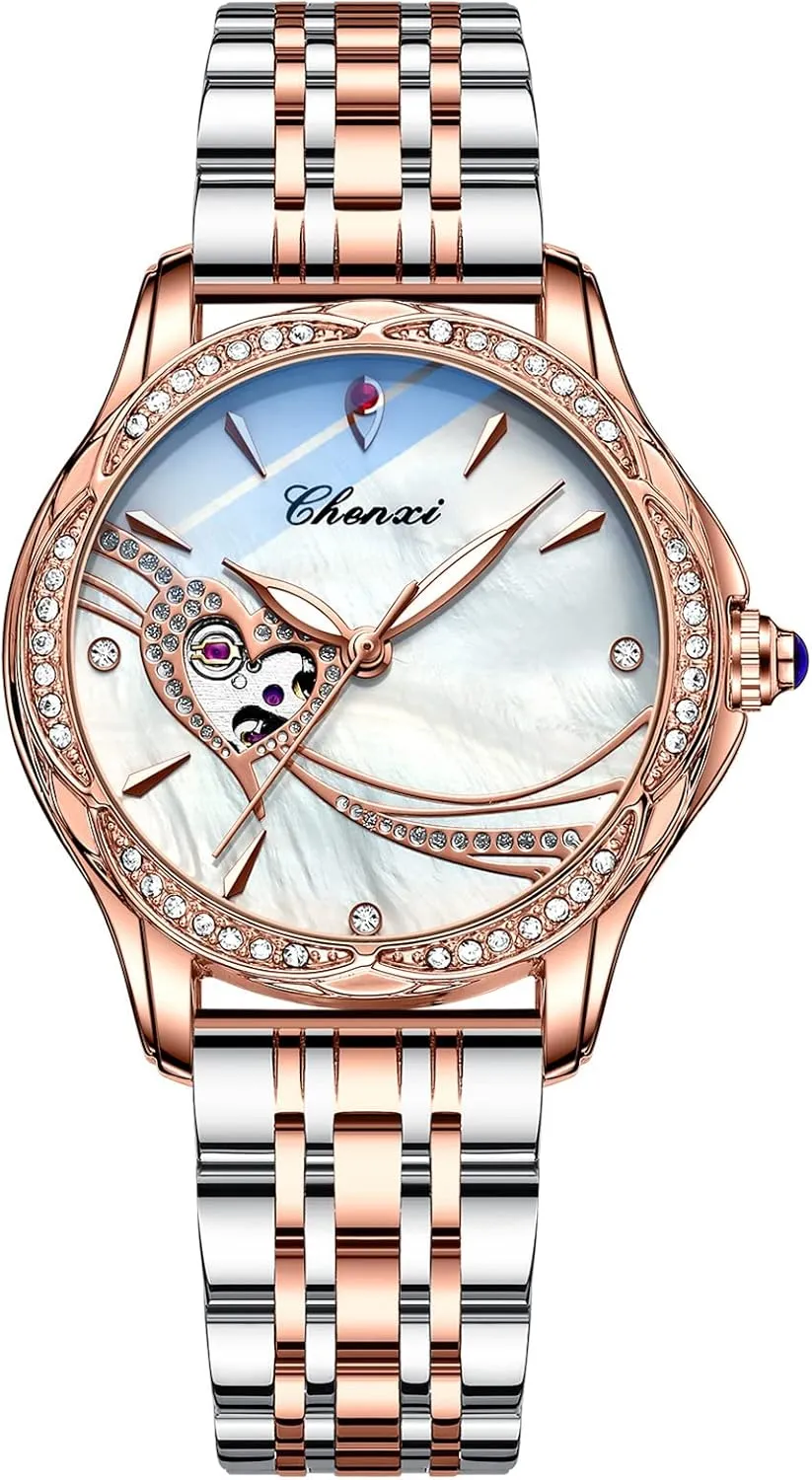 Self Winding tether innkeeper circumvent Watches for Women Lady Gosasa Women Watch Stainless Steel Luminous Waterproof Automatic Mechanical Watch Elegent Diamond-Accented 