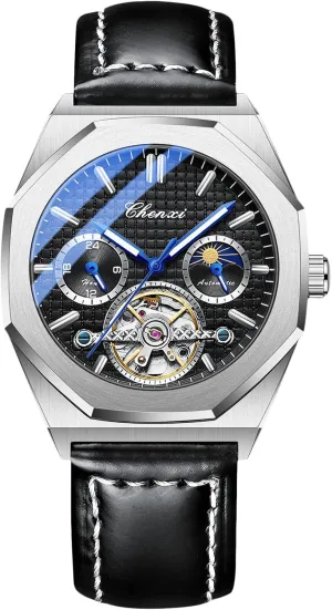Self Winding Tourbillon Men??s Wrist Watches RORIOS Men's pathology subject Watches Luminous Hands Automatic Mechanical Watch with Leather Strap 