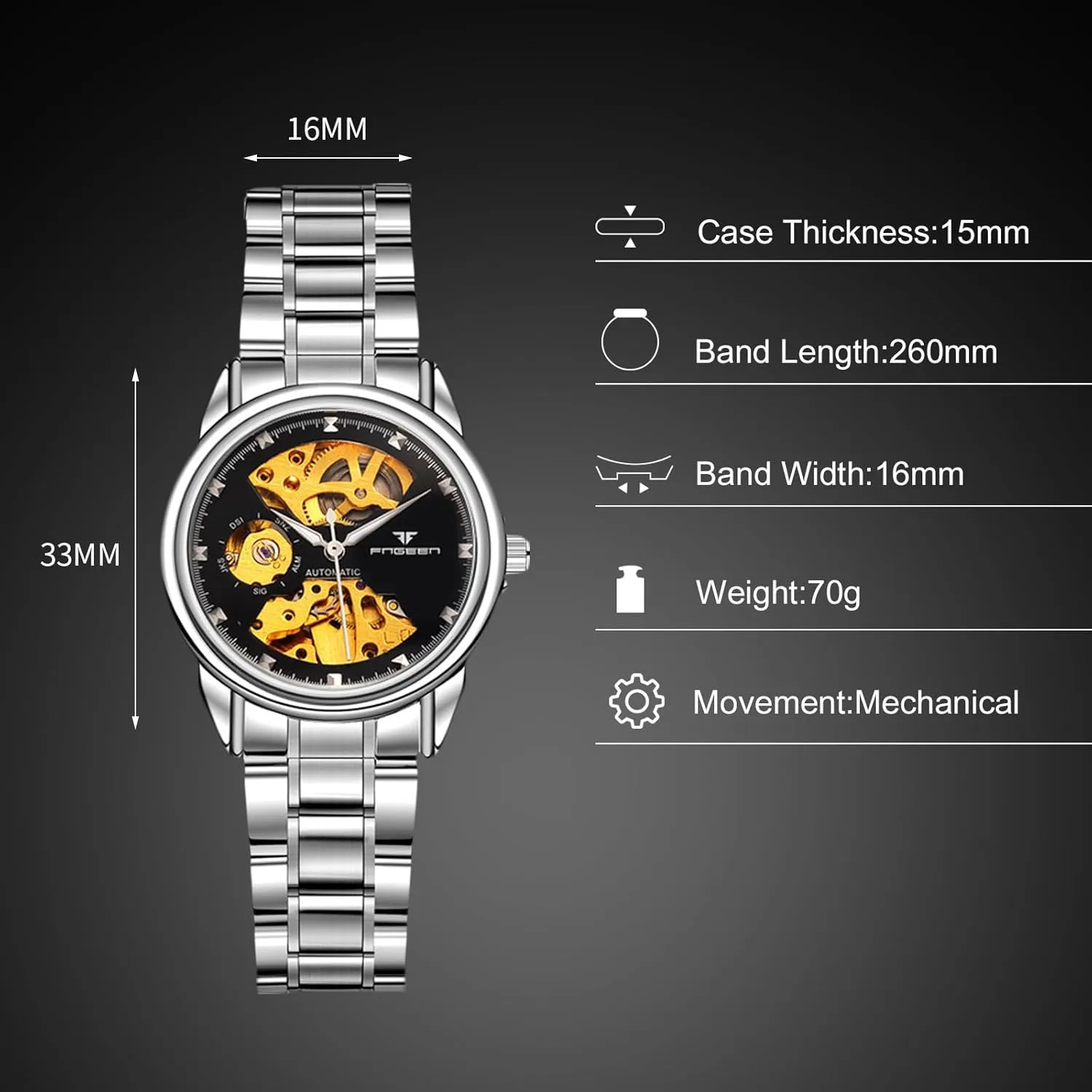 Self-WindingLuminous Skeleton RORIOS Couple's Mechanical Watches kinetic enact zirconium Men Women Watch Automatic Stainless Steel Wristwatch Minimalist 