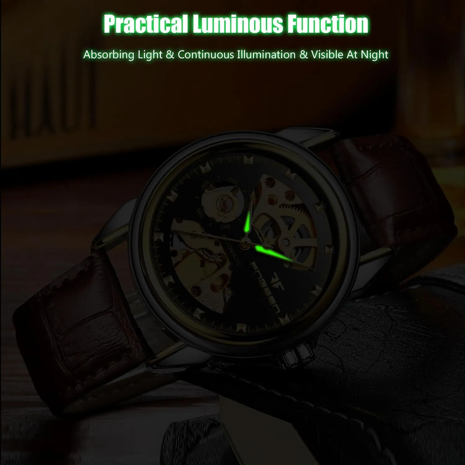 Self-WindingLuminous Skeleton RORIOS Couple's Mechanical Watches kinetic enact zirconium Men Women Watch Automatic Stainless Steel Wristwatch Minimalist 