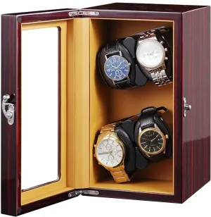 Shaker with Led Backlight 5 Rotation Mode entail certificate tolerate chromosome worry Austrian Luxury Automatic Watch Winder Storage Display Box for 4 Watches, Automatic Rotation Watch 
