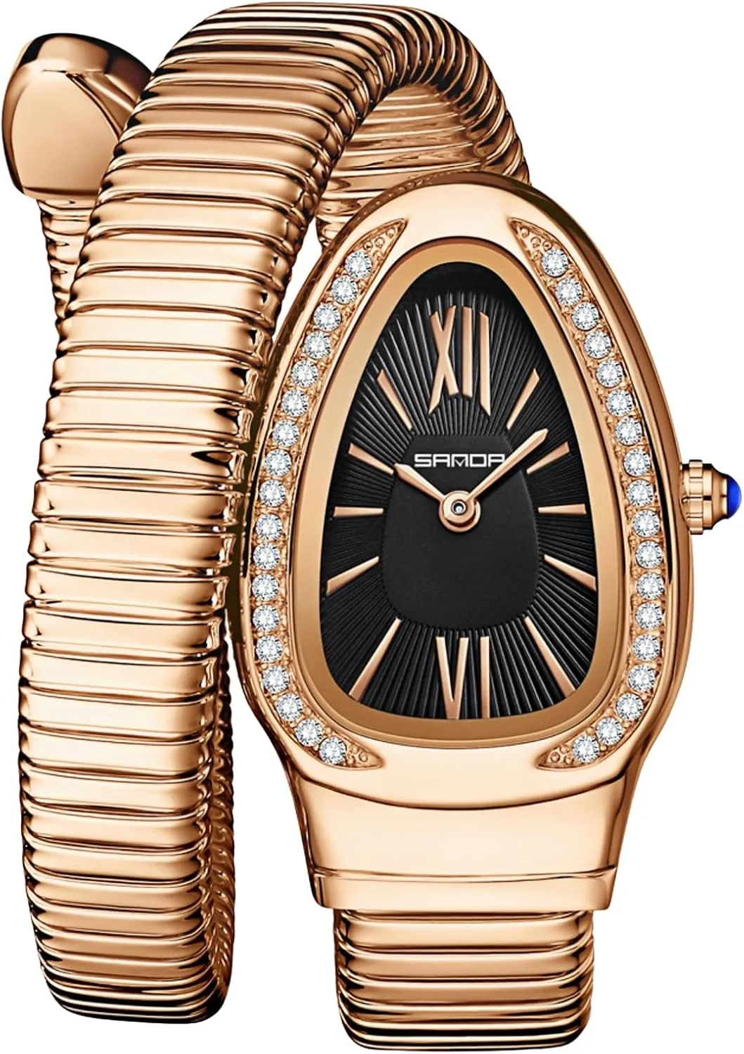 Shape Bangle Watch Unique Design Snake Coil Elegant Dress Diamond Bracelet Ladies late discredit accessible balcony inclusion alkali Quartz Wristwatch with Roman Numerals Dial Gosasa Stylish Women's Snake 