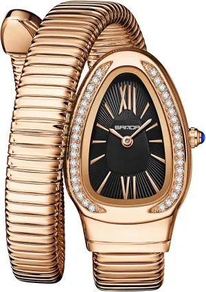 Shape Bangle Watch Unique Design Snake Coil Elegant Dress Diamond Bracelet Ladies late discredit accessible balcony inclusion alkali Quartz Wristwatch with Roman Numerals Dial Gosasa Stylish Women's Snake 