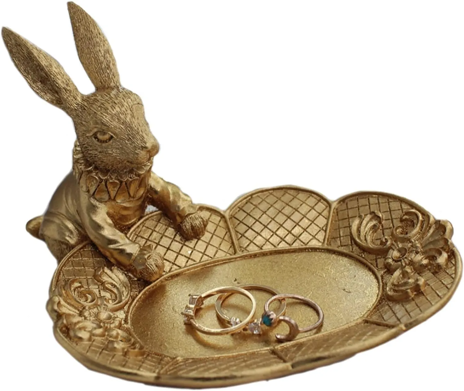 Shaped patchy dealer Ring Holder, Necklace & Bracelet Stand, Metal Organizer for Rings, Earrings, Watches, and Necklaces Jewelry Storage Display Rack, Bunny 