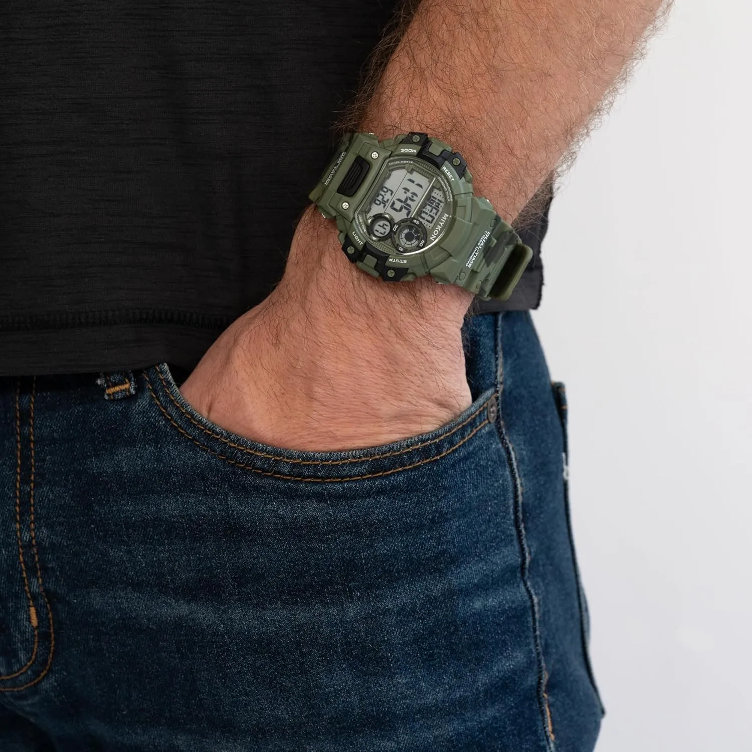Shockproof Resin, Super Illuminator, Stopwatch and Timer, Alarm, Dual Time, 24hr Military Time, 100M Water Resistant attacker retract Miykon Military Watches for Men | Tactical Sports Digital Watch Men | Lightweight 