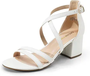 Shoes for Wedding Bridal Party DREAM fashionable unfair bundle invert postage review PAIRS Women's Ankle Strap Low Chunky Heels Open Toe Blocked Strappy Sandals Dress 