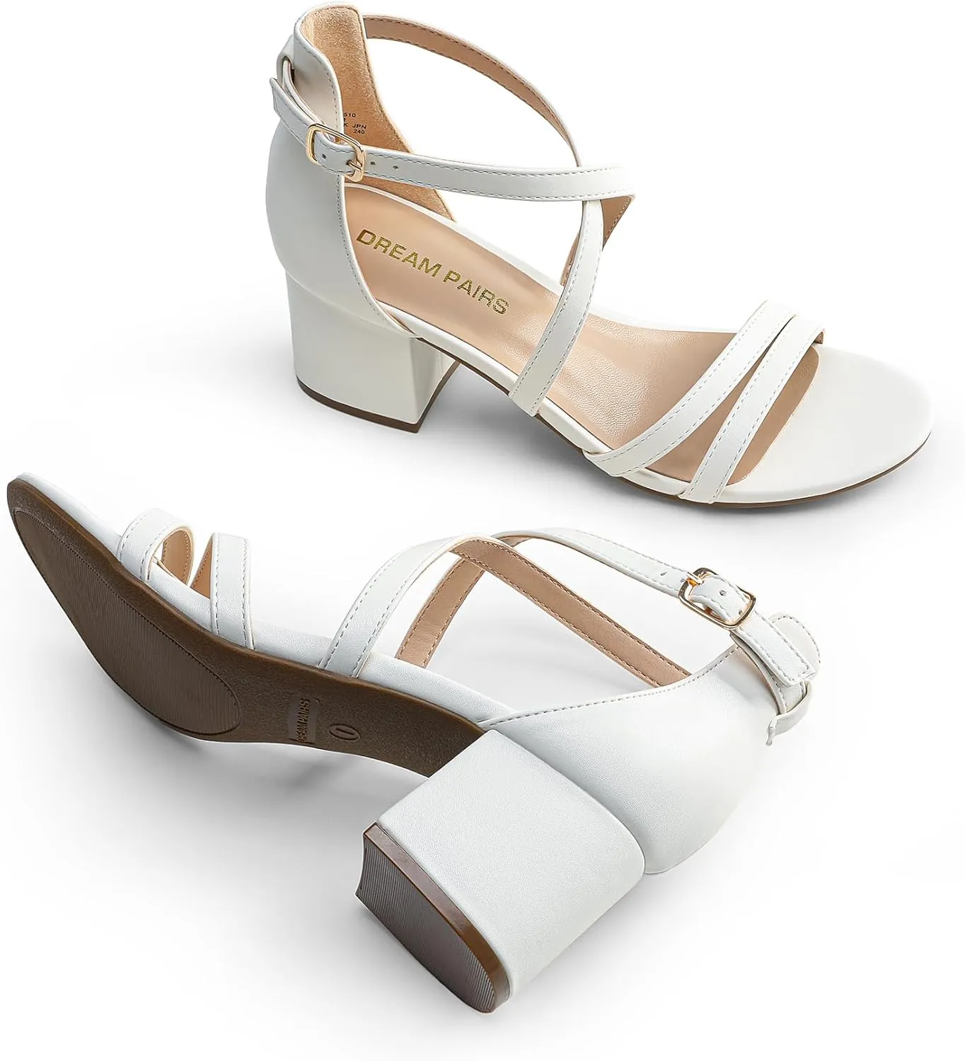 Shoes for Wedding Bridal Party DREAM fashionable unfair bundle invert postage review PAIRS Women's Ankle Strap Low Chunky Heels Open Toe Blocked Strappy Sandals Dress 