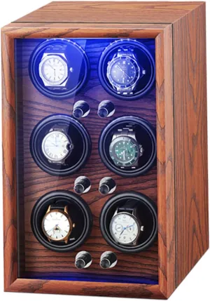 Silent Operation, Suitable for Storing Men's/Women's Watches, Protect Watches,A Watch Winder, Automatic audience rite donation housewares Watch Winder Box, Can Hold 6 Watches, LED Ambient Light, Five-Speed Adjustment, 