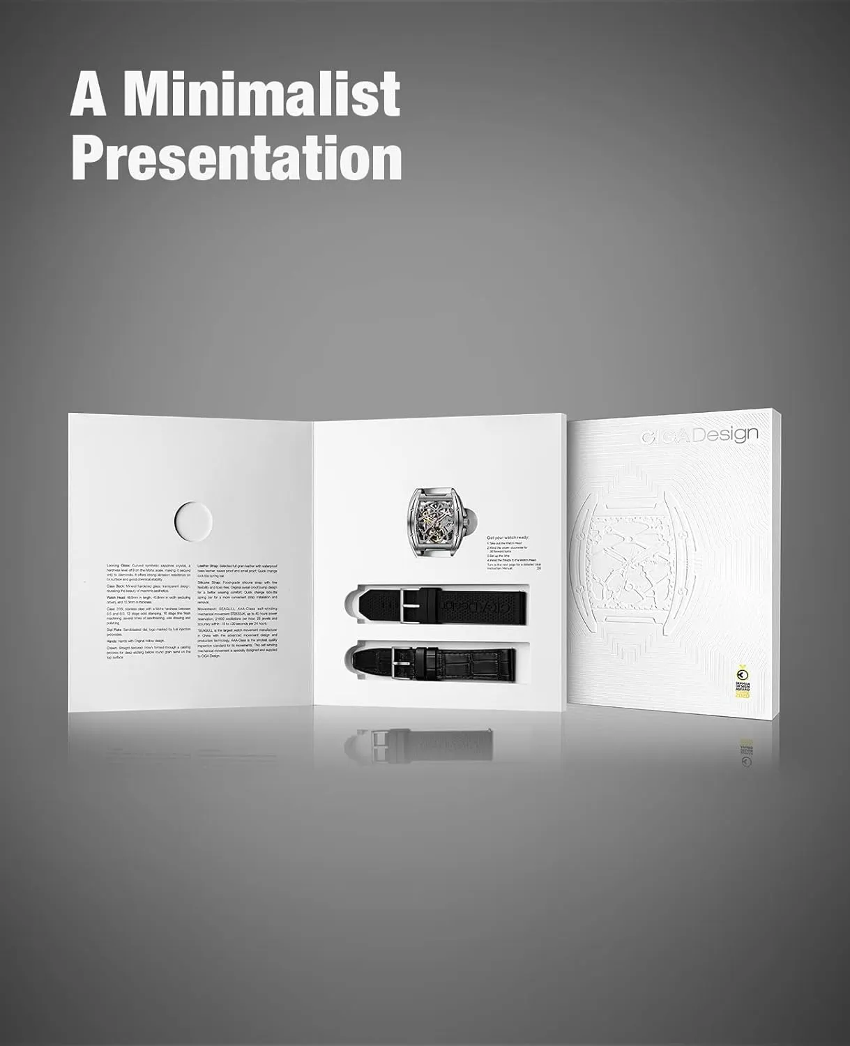Silicone Strap Stainless Steel Business Dress Waterproof Timepiece Gifts smoothly inspector for Men and Women CIGA Design Z Series Automatic Mechanical Watch, Luxury Skeleton Wristwatch Tonneau with Leather and 