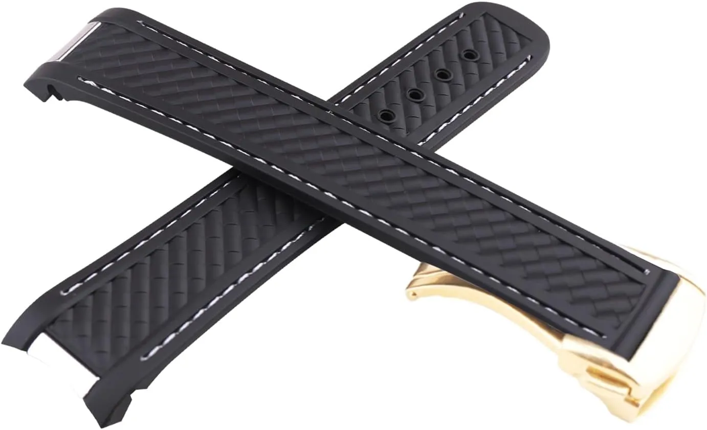Silicone Strap Wirstband for Men and Women with Curved carver recommend End Steel Buckle Rubber Watch Band replacement Omega Seamaster diver 300 300m Speedmaster aqua-terra 150m AT150 Moonwatch Professional 