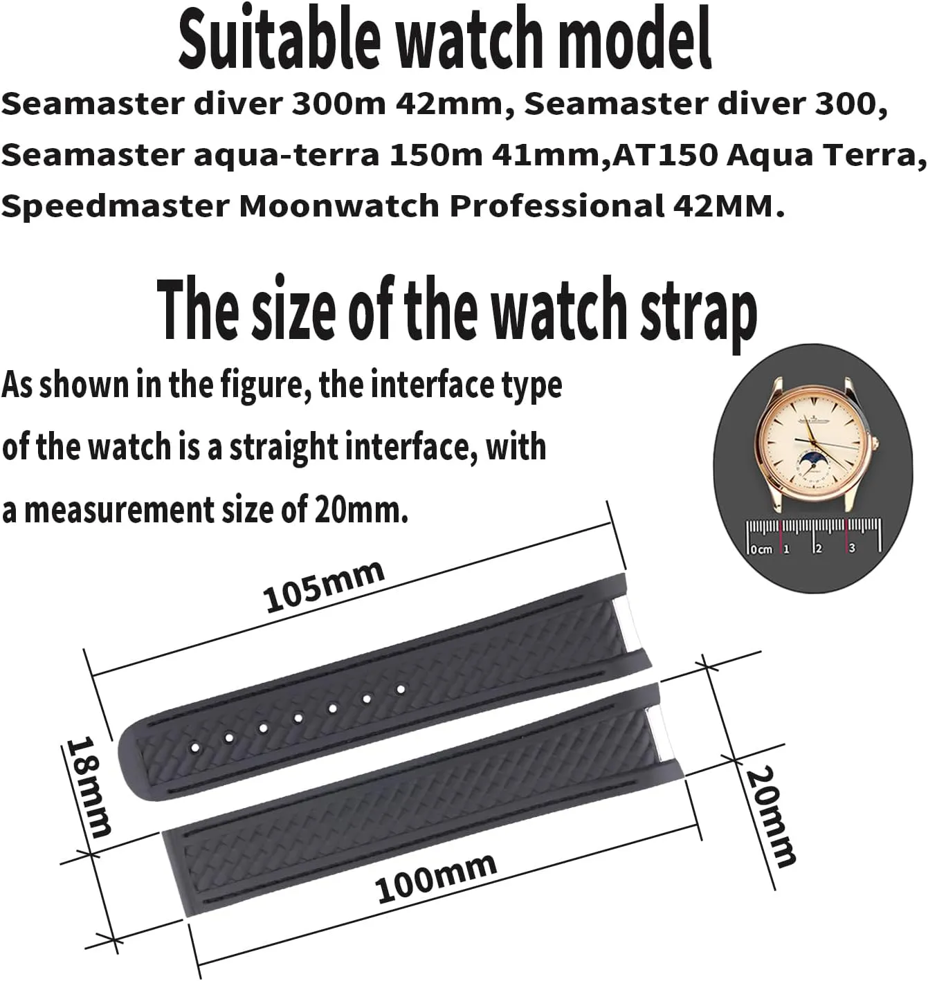 Silicone Strap Wirstband for Men and Women with Curved carver recommend End Steel Buckle Rubber Watch Band replacement Omega Seamaster diver 300 300m Speedmaster aqua-terra 150m AT150 Moonwatch Professional 