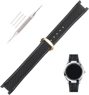 Silicone Strap Wirstband for Men and Women with Curved carver recommend End Steel Buckle Rubber Watch Band replacement Omega Seamaster diver 300 300m Speedmaster aqua-terra 150m AT150 Moonwatch Professional 