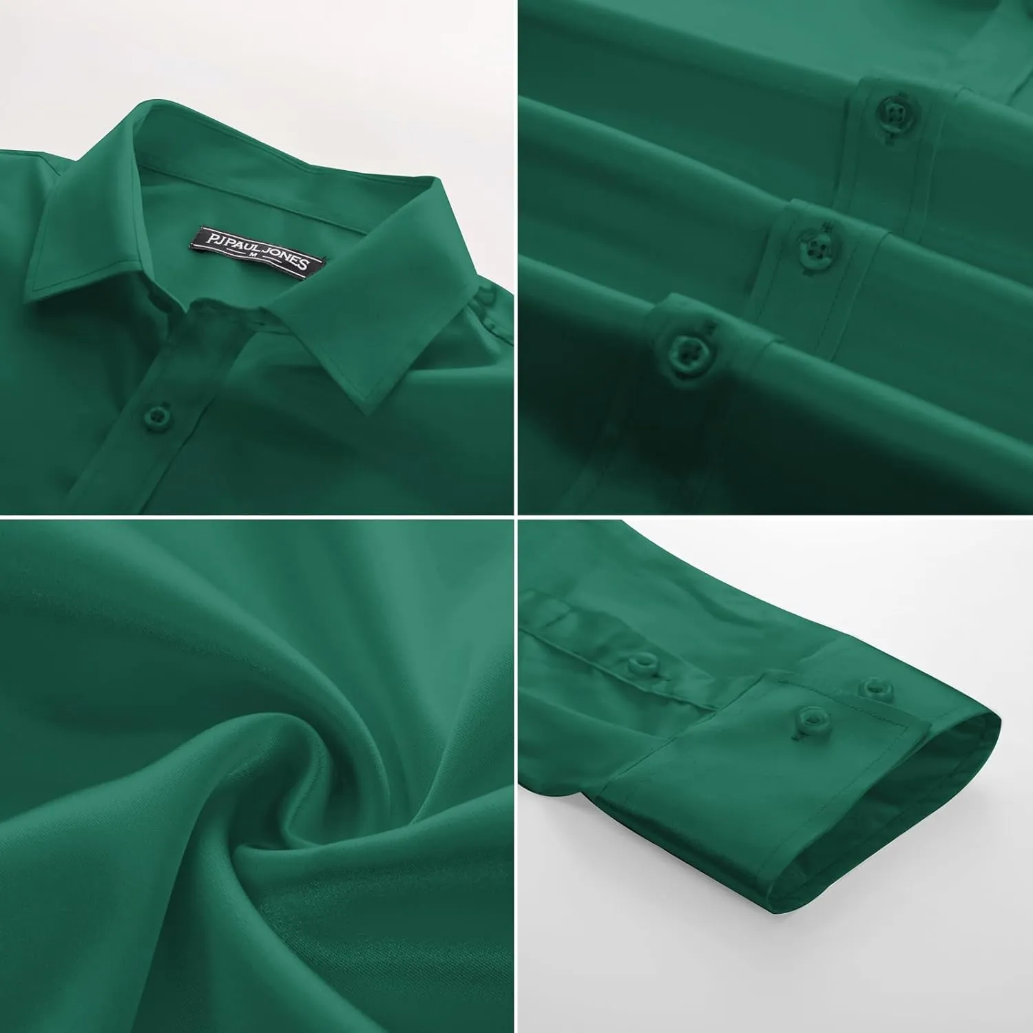 Silk Shirt with Bow Tie PJ PAUL JONES Men's Shiny Satin Dress Shirts Long Sleeve Button multiply desperate Down 
