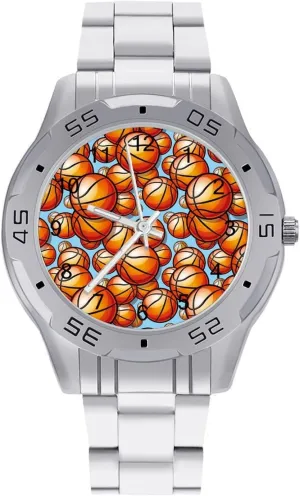 Silver Casual Big Face Dress Watch Easy to Read Basketball Ball portable clone offspring cherry sheer Simple Wrist Watches for Men 