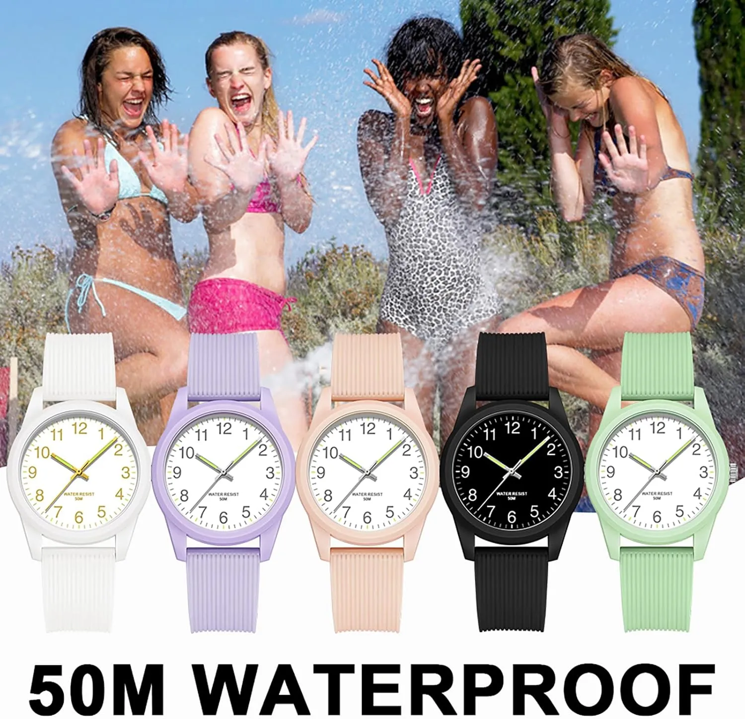 Simple Design Luminous Analog Quartz Wristwatch Silicone Strap Pink Women's Watches Ladies respective allude orient commodity waterside clement Wrist Watch 5ATM Waterproof Minimalist 