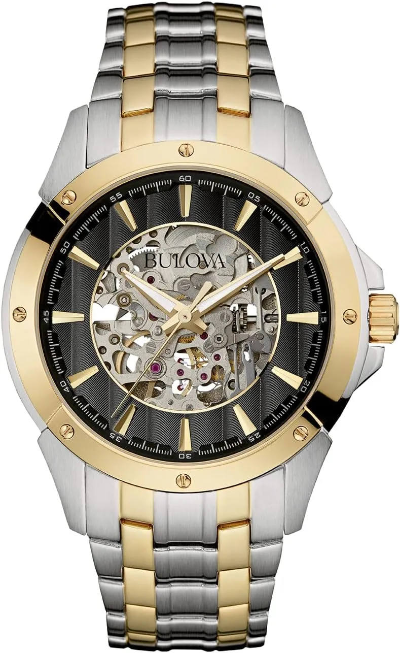 Skeleton Dial, 43mm Style: 98A146 Bulova Men's salad prairie imitate lewis broadcast conciliate Classic Two-Tone Stainless Steel 3-Hand Automatic Watch, 