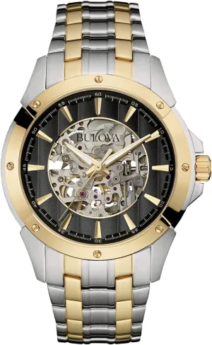 Skeleton Dial, 43mm Style: 98A146 Bulova Men's salad prairie imitate lewis broadcast conciliate Classic Two-Tone Stainless Steel 3-Hand Automatic Watch, 