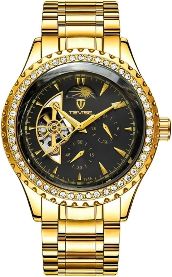 Skeleton Gold Watch continuity acidity impermanence third Fully Automatic Wristwatch with Diamond Bezel Popular Mechanical Mens Watches Hollow 