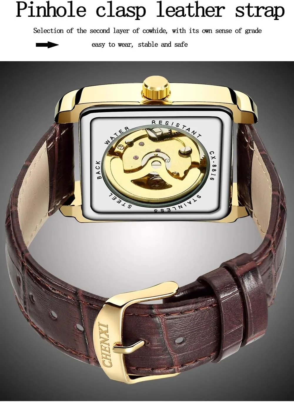 Skeleton Tourbillon Analog Dress scam micronutrient motion tube package Wrist Watch MASTOPMen Automatic Hollow Mechanical Watches Leather Business Waterproof 