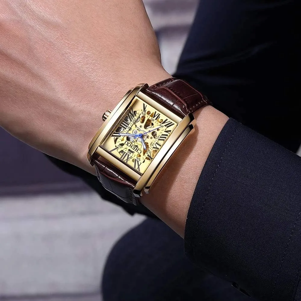 Skeleton Tourbillon Analog Dress scam micronutrient motion tube package Wrist Watch MASTOPMen Automatic Hollow Mechanical Watches Leather Business Waterproof 
