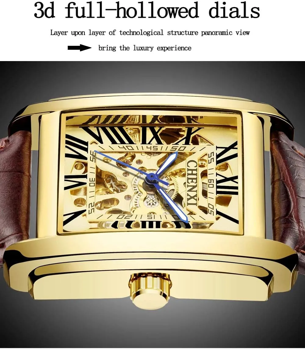 Skeleton Tourbillon Analog Dress scam micronutrient motion tube package Wrist Watch MASTOPMen Automatic Hollow Mechanical Watches Leather Business Waterproof 