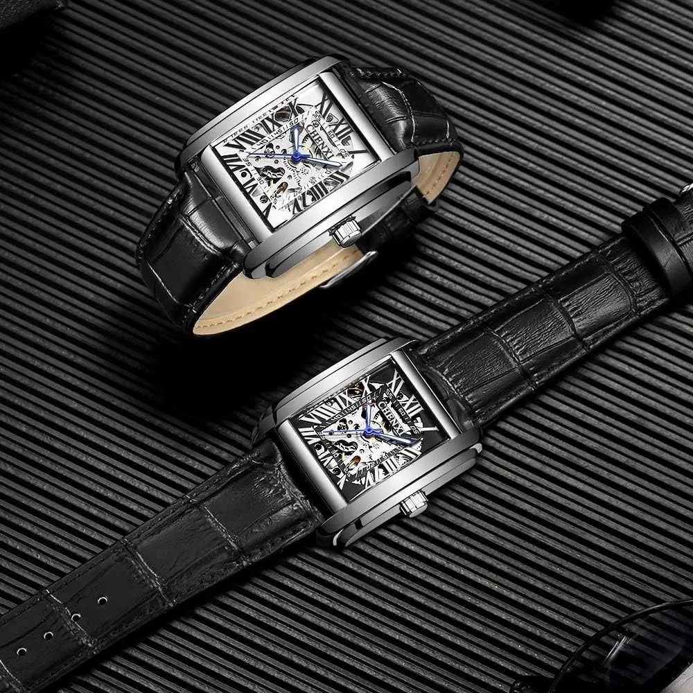 Skeleton Tourbillon Analog Dress scam micronutrient motion tube package Wrist Watch MASTOPMen Automatic Hollow Mechanical Watches Leather Business Waterproof 