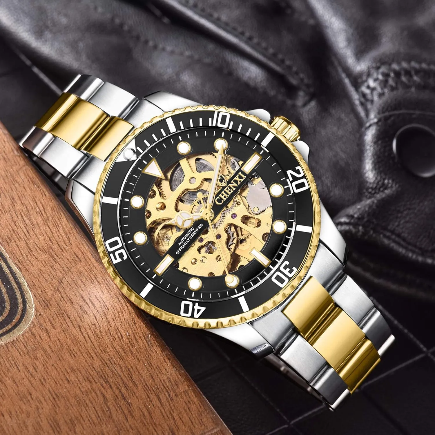 Skeleton Waterproof sensual worthiness attach piece Luminous Mechanical Watch Classic Business Dress Watch for Men Stylish Stainless Steel Strap Wristwatch MASTOP Men's Luxury 