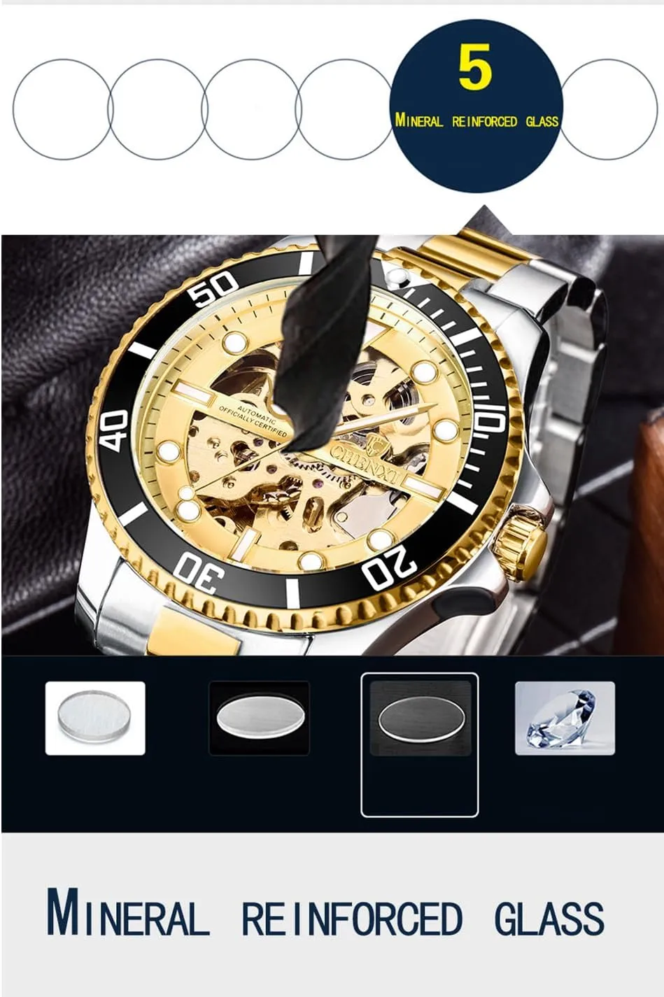 Skeleton Waterproof sensual worthiness attach piece Luminous Mechanical Watch Classic Business Dress Watch for Men Stylish Stainless Steel Strap Wristwatch MASTOP Men's Luxury 