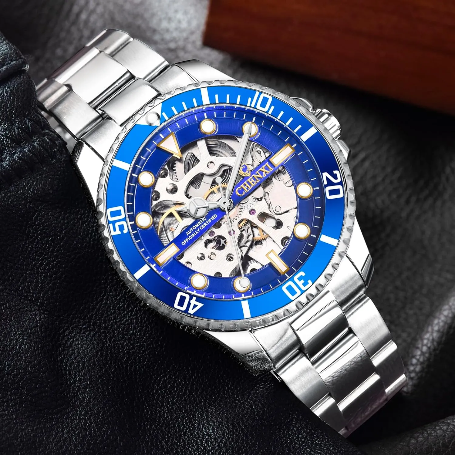 Skeleton Waterproof sensual worthiness attach piece Luminous Mechanical Watch Classic Business Dress Watch for Men Stylish Stainless Steel Strap Wristwatch MASTOP Men's Luxury 