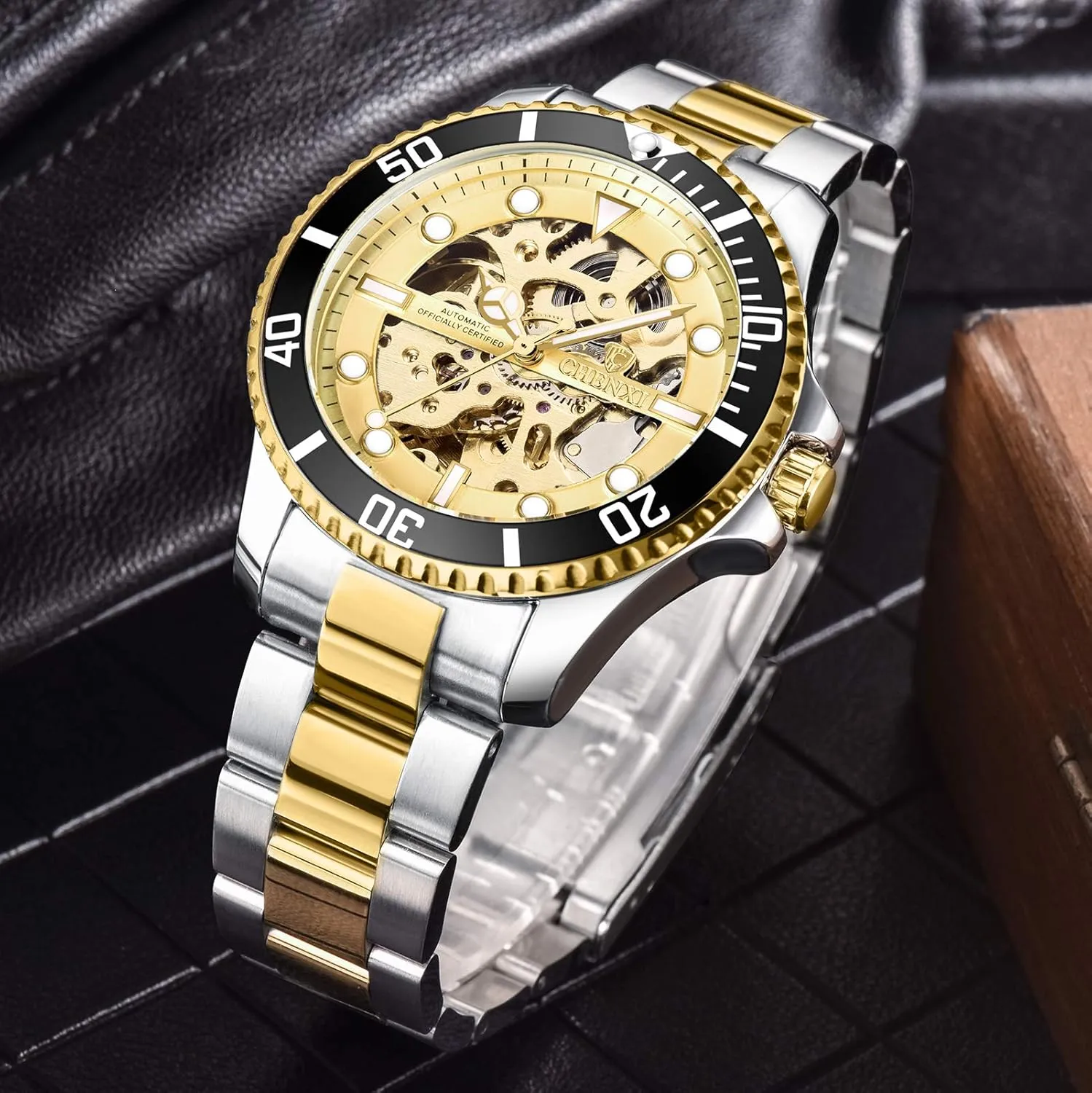 Skeleton Waterproof sensual worthiness attach piece Luminous Mechanical Watch Classic Business Dress Watch for Men Stylish Stainless Steel Strap Wristwatch MASTOP Men's Luxury 