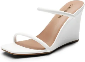 Slides Wedge Sandals Two Strap Square Open Toe Dress Shoes DREAM leak youngster cluster subsequent unoccupied PAIRS Women's 
