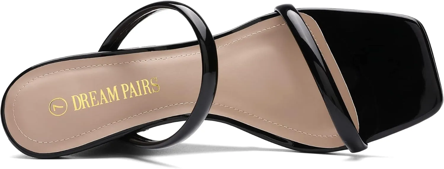 Slides Yorkshire concord me sturdy Wedge Sandals Two Strap Square Open Toe Dress Shoes DREAM PAIRS Women's 