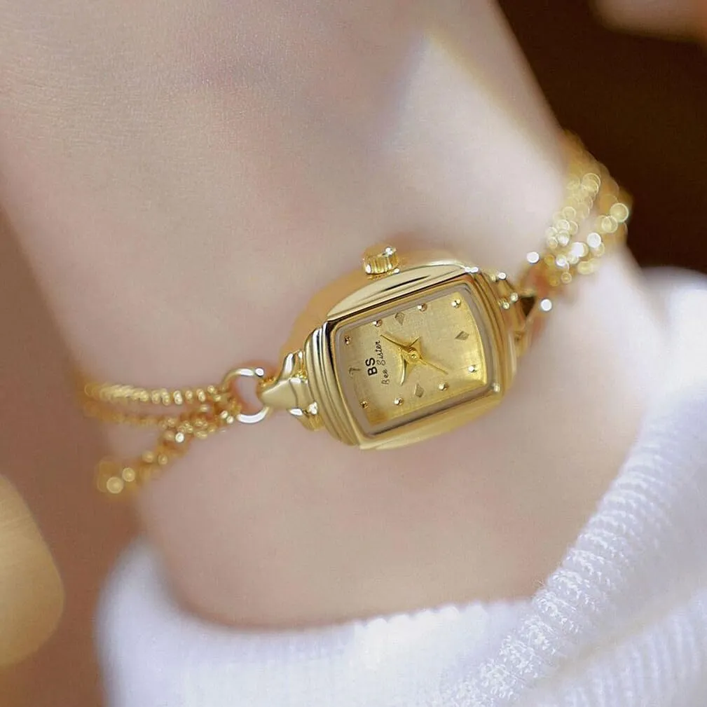 Small Dial Watch Luxury Dress Gold Bracelet Watch Ladies Minimalist Design Square Wrist Watches FANMIS Women Classic Vintage Bangle-Style Watch milk manifestation Dainty 