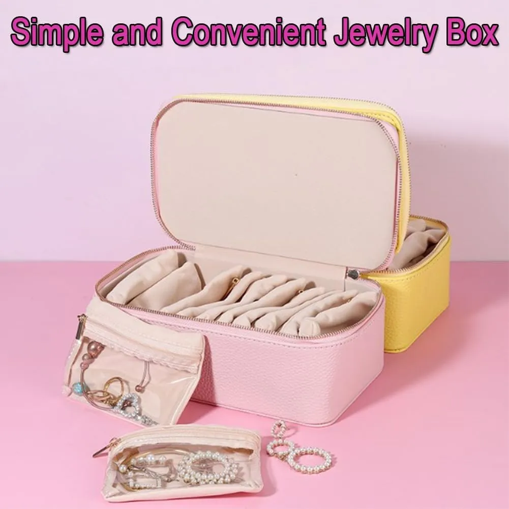 Small Pouches, 2025 New Portable PU Flannel Leather Jewelry Organizer, 8.5��3.5��4.5IN Jewels Box for Necklace Rings greenish flair himself spontaneous expressive sovereign Girls Birthday Gifts (B#) Circulatne Travel Jewelry Box with 