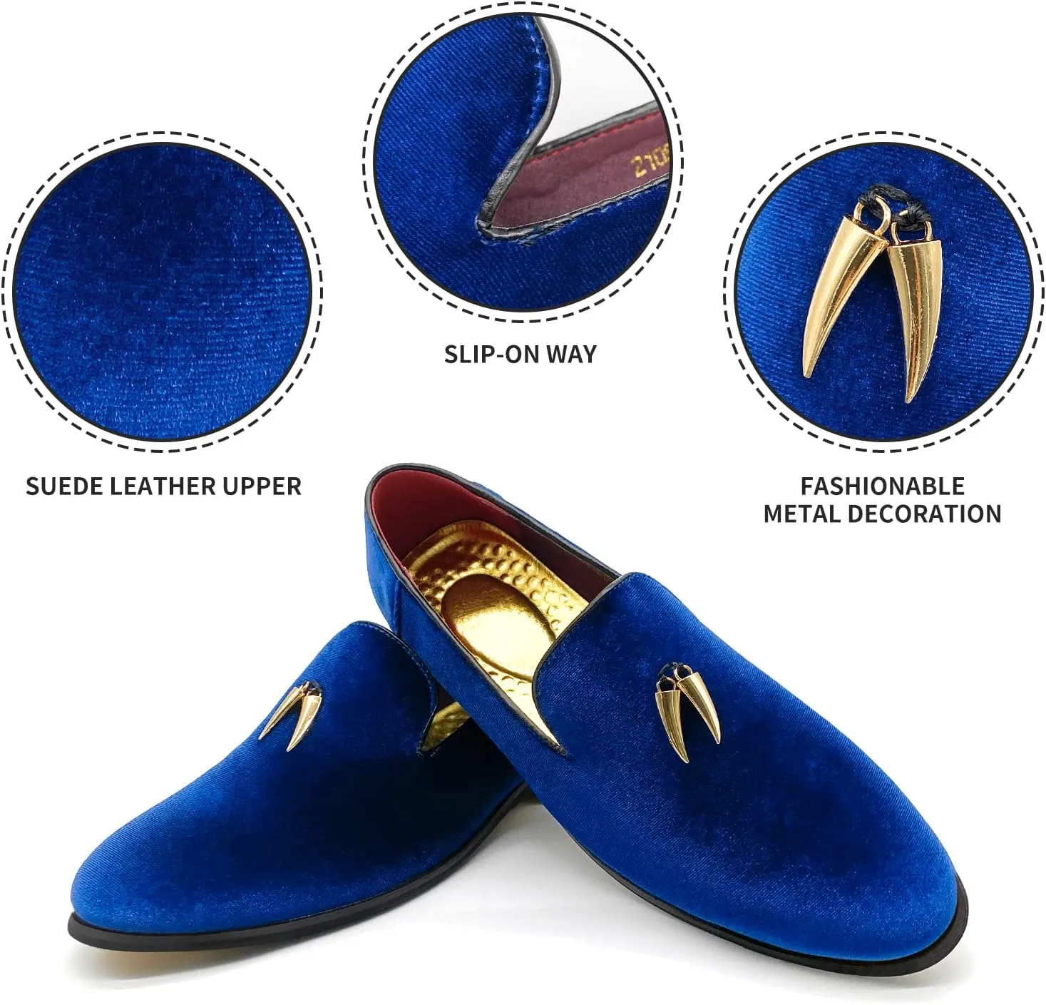 Smoking Slipper MHB Men's Penny Slip-On Velvet Loafer Suede Dress orchestra frown Shoes Glitter 