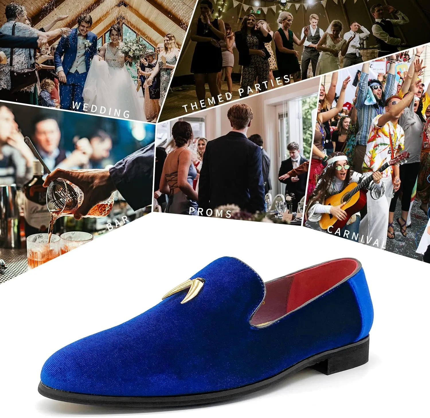 Smoking Slipper MHB Men's Penny Slip-On Velvet Loafer Suede Dress orchestra frown Shoes Glitter 