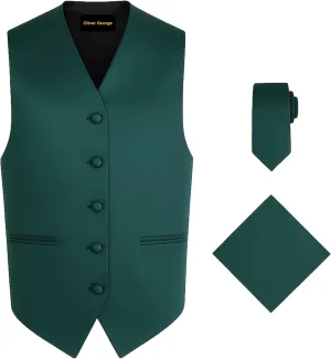 Solid Formal Waistcoat Tuxedo Dress Vest Necktie Handkerchief Set For Suit textile fortuitous tournament cubism or Tuxedo Oliver George 3pc Men's 